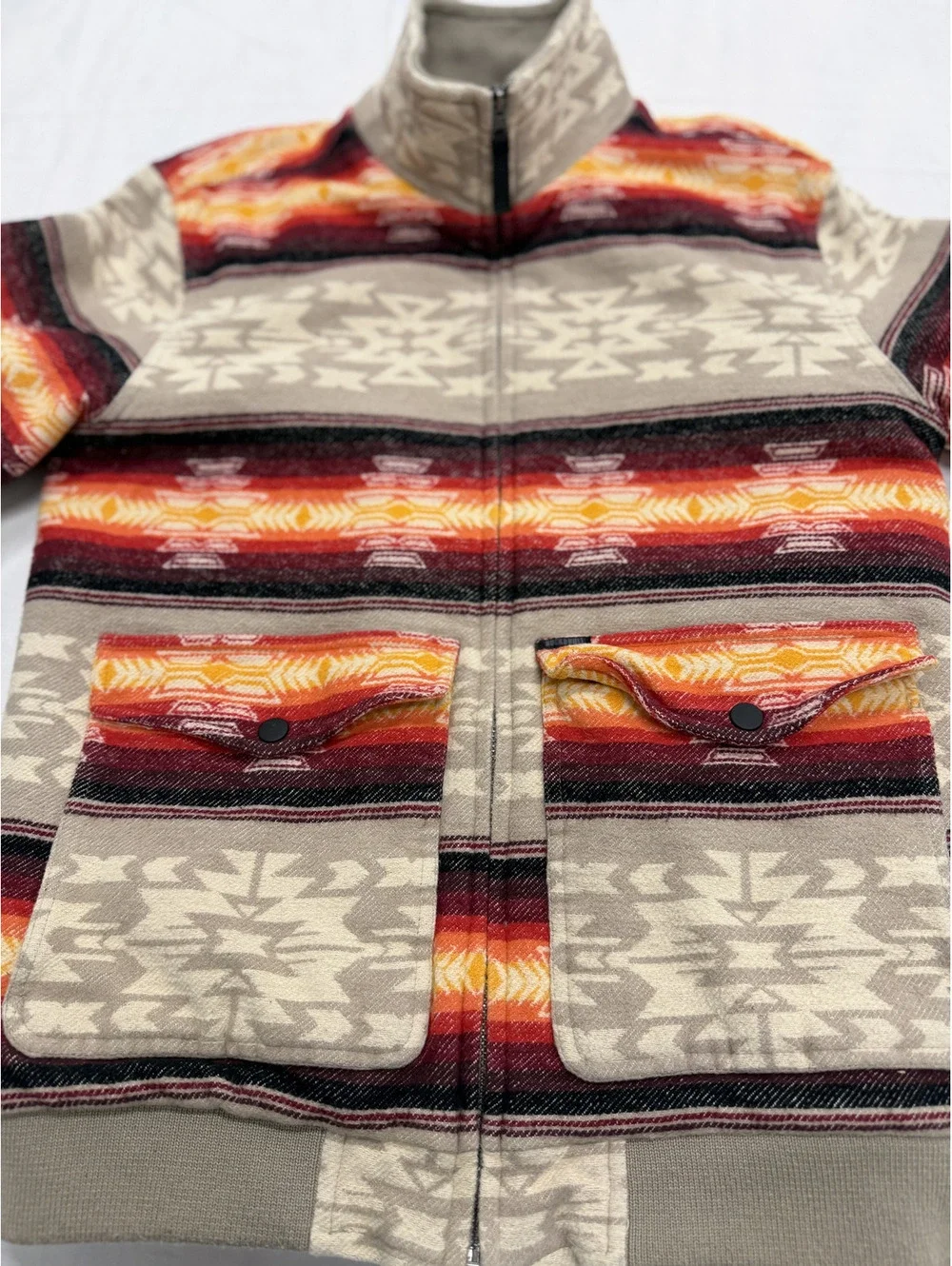 Rock & Roll Denim Men's Medium Cotton Fleece Jacket with Southwestern Pattern